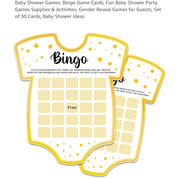 Baby Shower Bingo Cards, Yellow Gold - Picture 1 of 5
